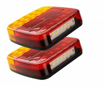 2X Square 26 Led Trailer Tail Lights Stop Brake Reverse Indicator Taillight Lamp - 0