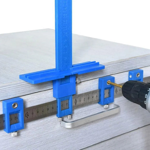 Furniture Carpentry Drill Guide Punch Locator Woodworking Hole Locator Ruler - Blue