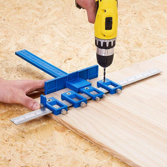 Furniture Carpentry Drill Guide Punch Locator Woodworking Hole Locator Ruler - Blue