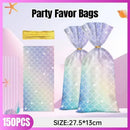 Mermaid Party Favour Bags 150 Pack with Gold Twist Ties 27.5 x 13 cm-1