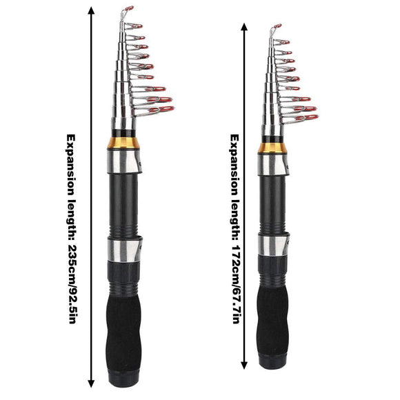 Portable Mini Fishing Rod Fishing Gear Compact Travel Rods for Outdoor Sports - 235cm
