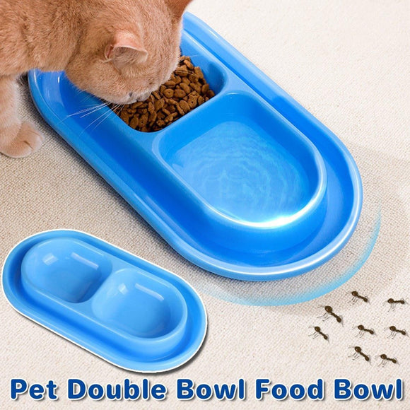 1-Piece Blue Double-Compartment Pet Feeding Bowl