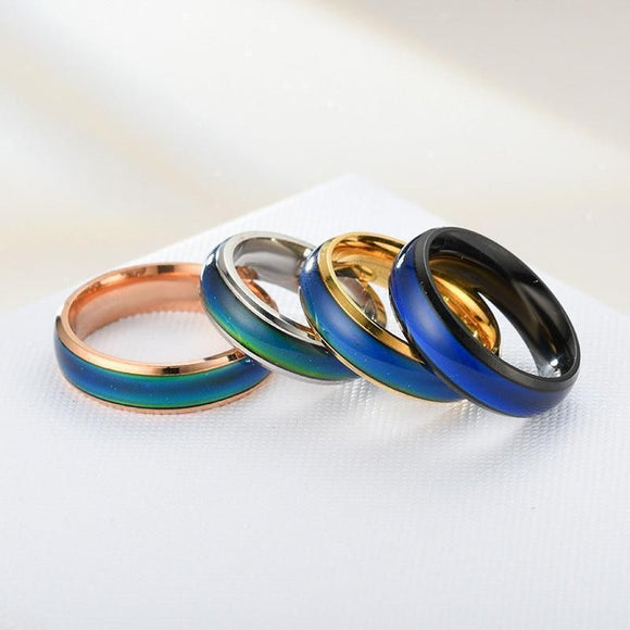 Mood Colour Changing Ring Temperature Sensitive Stainless Steel US Size 8 - Rose Gold