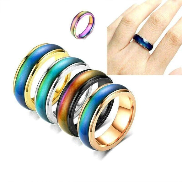 Mood Colour Changing Ring Temperature Sensitive Stainless Steel US Size 8 - Rose Gold