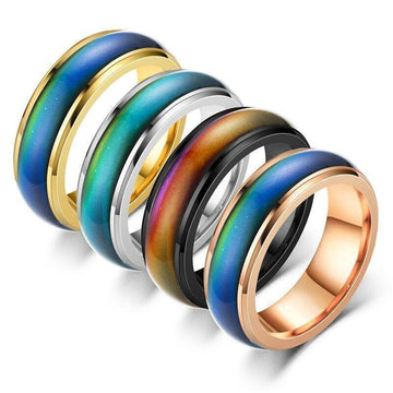 Mood Colour Changing Ring Temperature Sensitive Stainless Steel US Size 8 - Rose Gold - 0