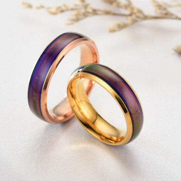 Mood Colour Changing Ring Temperature Sensitive Stainless Steel US Size 8 - Rose Gold