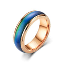 Mood Colour Changing Ring Temperature Sensitive Stainless Steel US Size 8 - Rose Gold-8