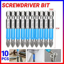10PCS Anti Slip Electric Hex Shank 50mm PH2 Cross Head Screwdriver Bits Set-1