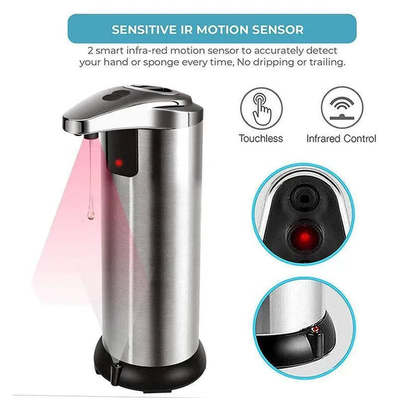Automatic Soap Liquid Dispenser Handsfree Touchless IR Sensor Hand Wash Steel