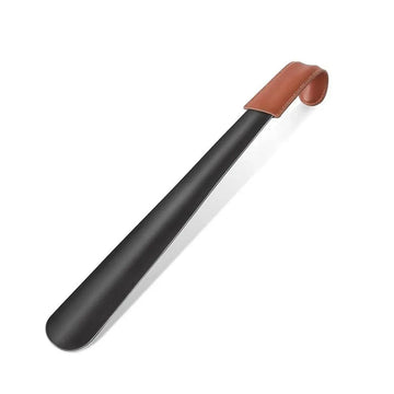 Long Handle Shoe Horn 42 cm Black with Brown Handle Sleeve, 1 Piece - 0