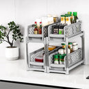 Bathroom Kitchen Sink Storage Rack Drawer Plastic Shelf Seasoning Holder - Grey-10