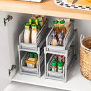 Bathroom Kitchen Sink Storage Rack Drawer Plastic Shelf Seasoning Holder - Grey-12