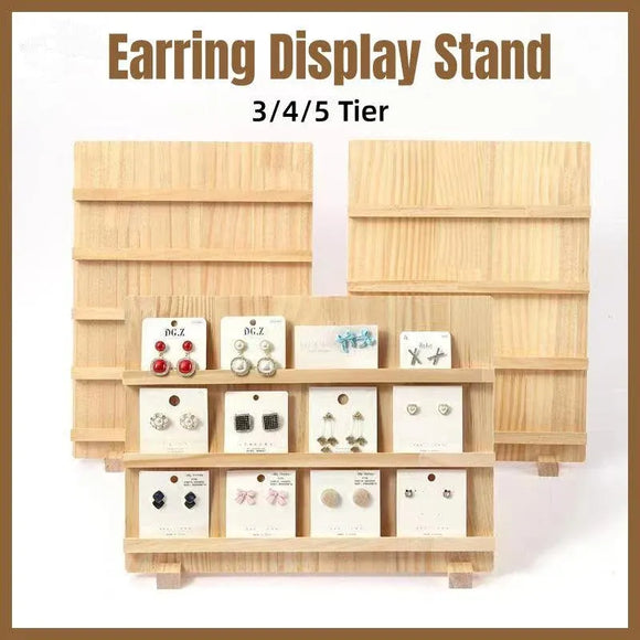 Wooden Earrings Display Rack Multi Tier Jewelry Stand Organizer Earrings Holder - 5-Tier