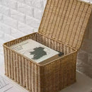 Storage Box Bedroom Organizer Faux Rattan Woven Basket with Lid Home-9