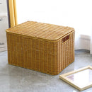 Storage Box Bedroom Organizer Faux Rattan Woven Basket with Lid Home-11