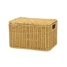 Storage Box Bedroom Organizer Faux Rattan Woven Basket with Lid Home - 0