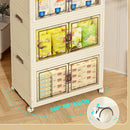 3 Tier Folding Storage Cabinet Shelf with Doors and Wheels for Home Office Dorm-5