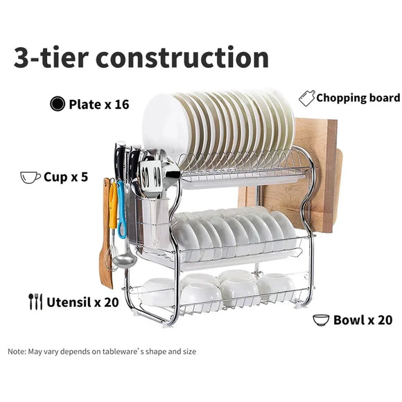 Kitchen Bowl Dish Rack Drainer Storage Cutlery Holder Cupboard Organizer