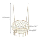 Beige Hanging Chair with Tassels and Two Rings - 1 Piece-3