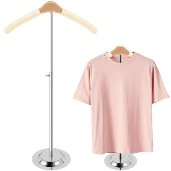 1-Piece Beige Adjustable T-Shaped Garment Display Stand