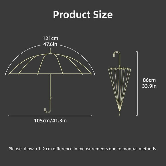 Large 16 Bone Automatic Umbrella Unisex Long Handle Dual Use Rain Sun Umbrella - Green