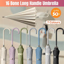 Large 16 Bone Automatic Umbrella Unisex Long Handle Dual Use Rain Sun Umbrella - Green-1