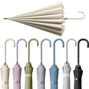 Large 16 Bone Automatic Umbrella Unisex Long Handle Dual Use Rain Sun Umbrella - White-2