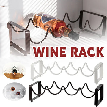 Iron Wine Rack Bottle Holder Metal Display Stand Tabletop Decorative Storage - Brown - 0