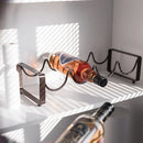 Iron Wine Rack Bottle Holder Metal Display Stand Tabletop Decorative Storage - Brown-11