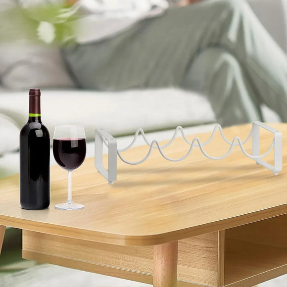 Iron Wine Rack Bottle Holder Metal Display Stand Tabletop Decorative Storage - Brown
