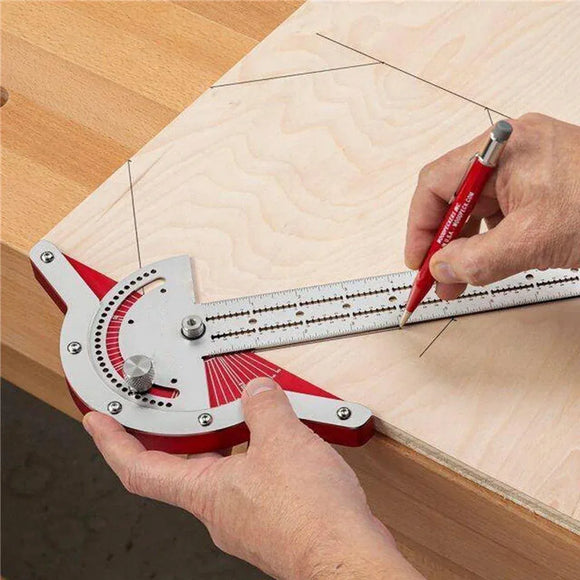 Woodworking Edge Ruler Protractor Angle Measuring Tool Carpenter - 15 inch