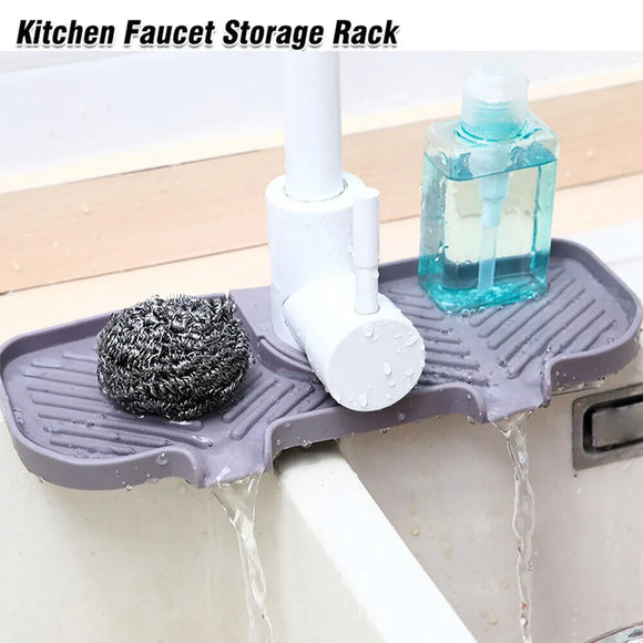 Kitchen Faucet Storage Rack Holder Soap Sponges Caddy Organizer Sink Basket Rack - Black