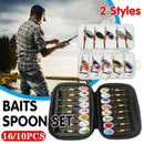 10/16PCS Fishing Lure Spinners Baits Spoon Set with Tackle Bag Trout Bass Tackle - A(16PCS)-13