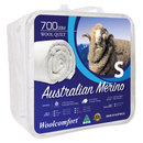 Woolcomfort Aus Made Merino Wool Quilt 700GSM 140x210cm Single Size-1