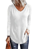 Azura Exchange V Neck Long Sleeve Knit Top - M-1