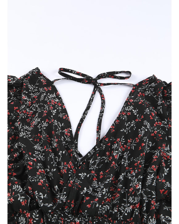 Azura Exchange Floral Ruffled Crop Top and Maxi Skirt Set - M