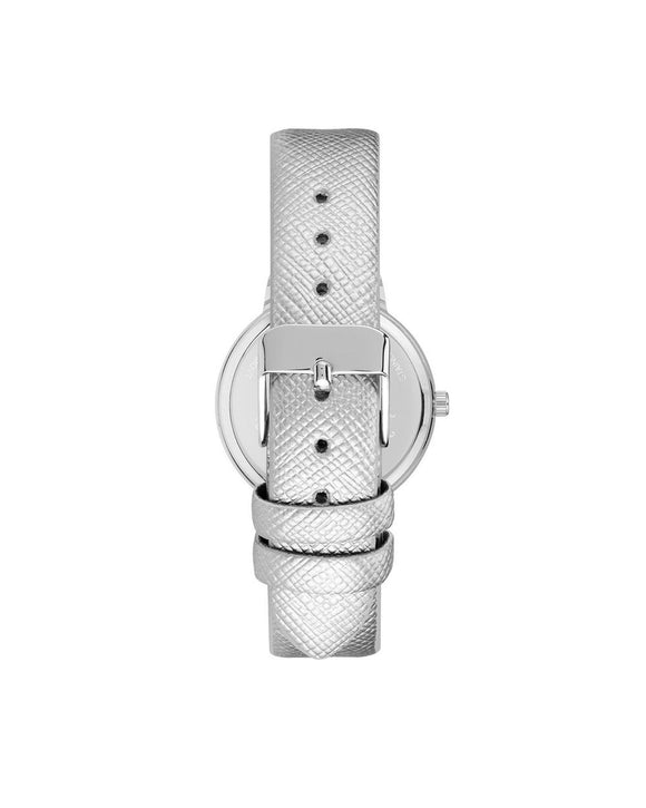 Silver Fashion Watch with Rhinestone Detail One Size Women