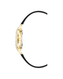 Gold Fashion Womens Analog Quartz Watch with Black Leatherette Wristband One Size Women-2