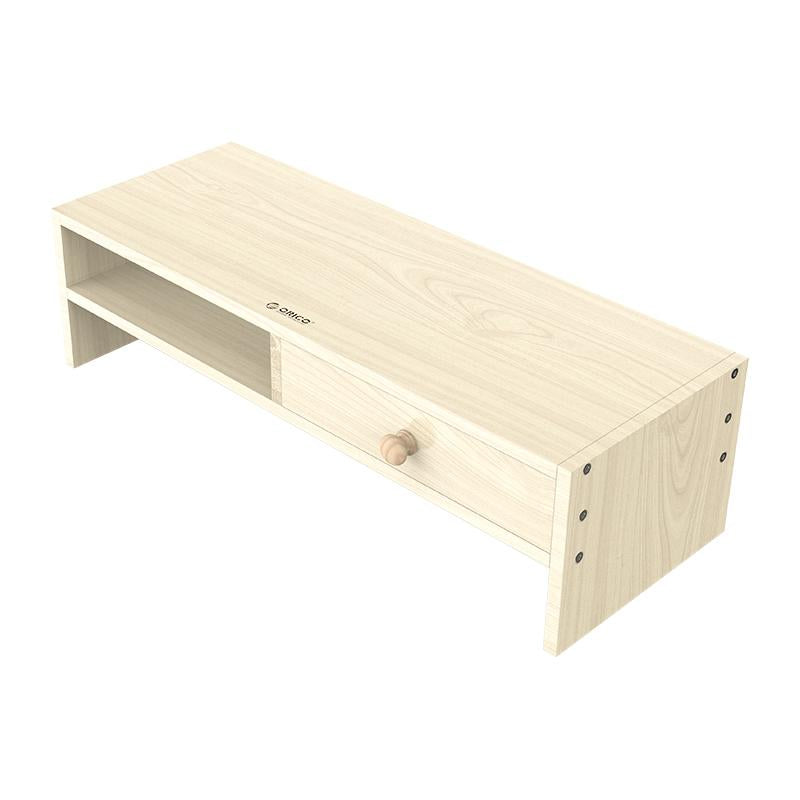 Wood Grain Monitor Stand with Drawer - 2 Layers - 0