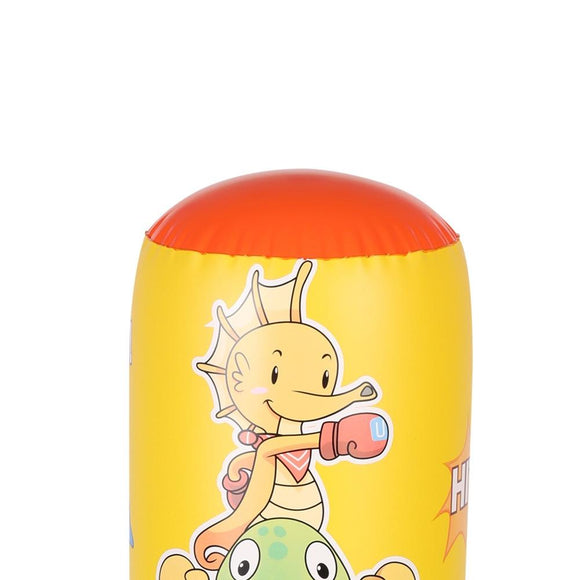 Children'S Inflatable Vertical Boxing Column - Cartoon Underwater Animal Pattern - 1.25M Height - Blue