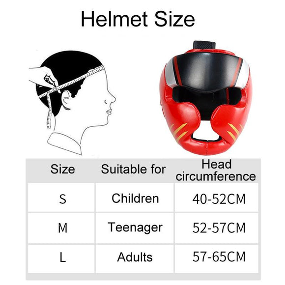 Competition Sparring Boxing Helmet For Head Protection - Red With Mask - L