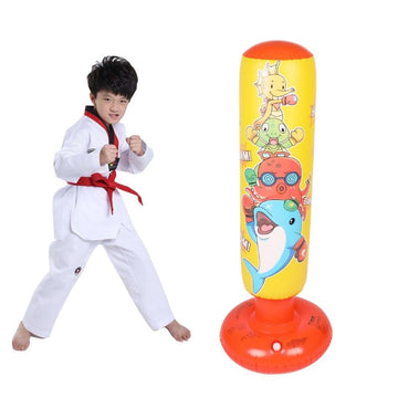 Children'S Inflatable Vertical Boxing Column - Cartoon Underwater Animal Pattern - 1.25M Height - Yellow - 0