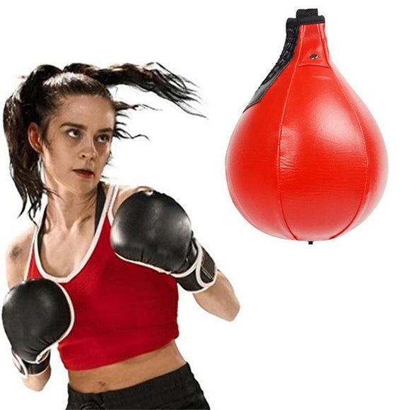 Black And White Suspended Pear-Shaped Speed Ball For Boxing - Red