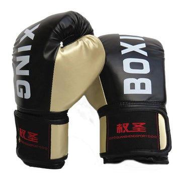 Adult Boxing Training Gloves For Sanda Fighting - Letter Pattern - Black - 0