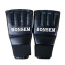 Adults Half-Finger Leather Boxing Gloves - Black-3