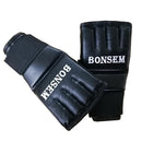 Adults Half-Finger Leather Boxing Gloves - Black-4