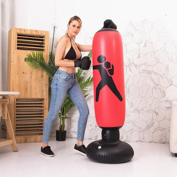 Vertical Inflatable Non-Tumbler Boxing Column - 160Cm Height - Black - 0
