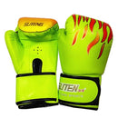 Adult Flame Pattern Pu Leather Boxing Gloves - Green-10