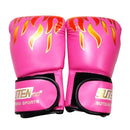 Adult Flame Pattern Pu Leather Boxing Gloves - Yellow-2