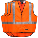 3x HUSKI Hi Vis Patrol Vest 3M Tape Safety Workwear High Visibility Bulk - Orange - XL-3